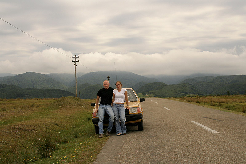 My wife my Volvo and me in Romania