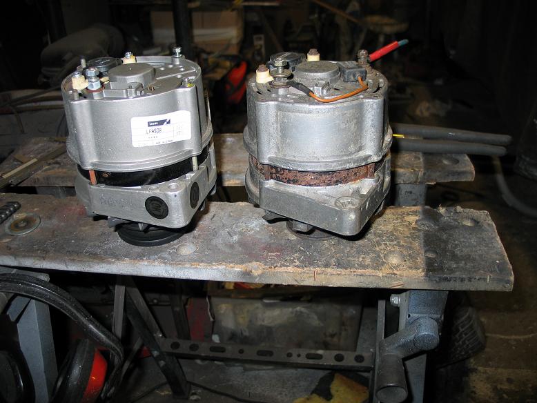 55A alternator has a wider adjustment boss, reduces adjustment range, but ok with the larger belts.